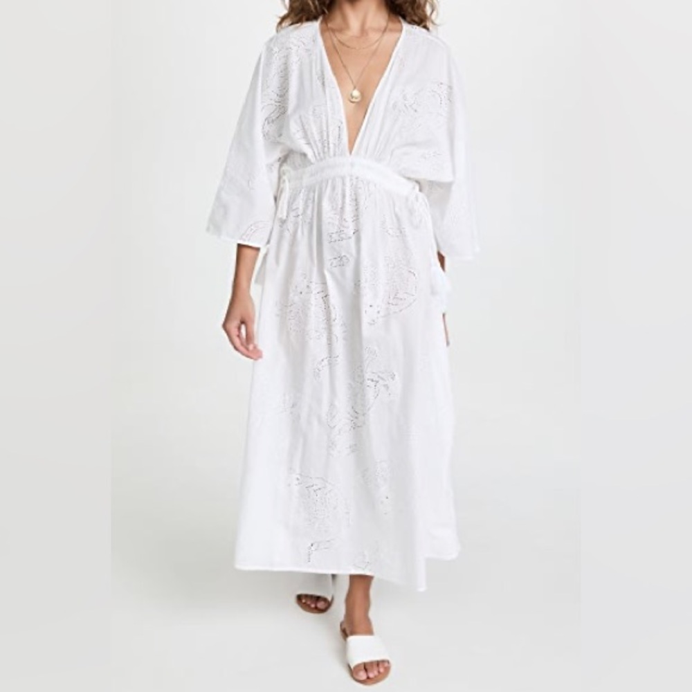 Solid & Striped The Kaftan Maxi Dress in Eyelet Tigers - Picture 2 of 6